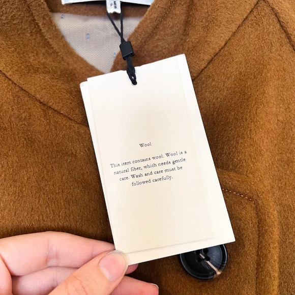 GESTUZ WolinaGZ Wool Blend Brown Felt Asymmetric Designer Trench Coat XS/S NWT - Picture 7 of 15